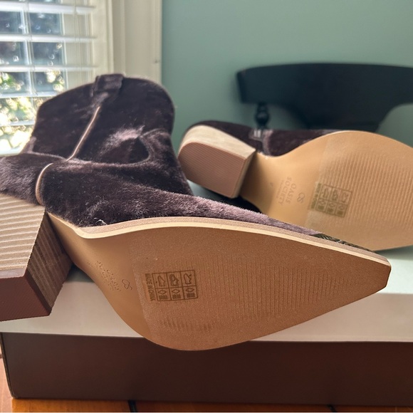 Brown fuzzy cowgirl boots steel toe cap size 9 NWT - Picture 5 of 5